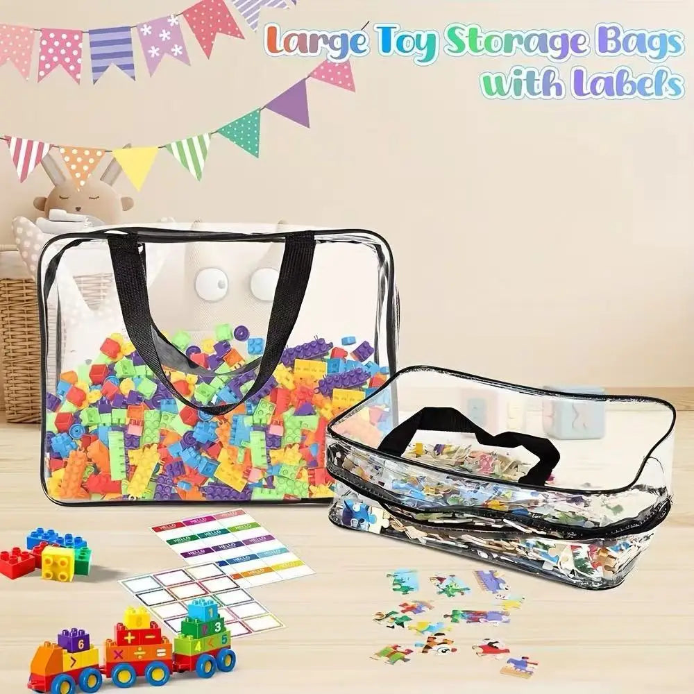 6/1X Large Toys Storage Bag Reusable Clear PVC Bags for Books Building Blocks Organizer Portable Travel Waterproof Container Bag