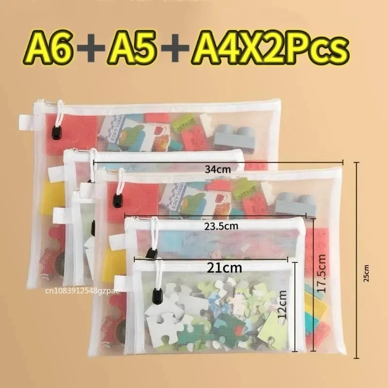 1/3/6PCS Storage Bag Mesh Zippertoy Building Block Puzzle Sub-Package Children Particle Zipper Transparent Finishing Storage