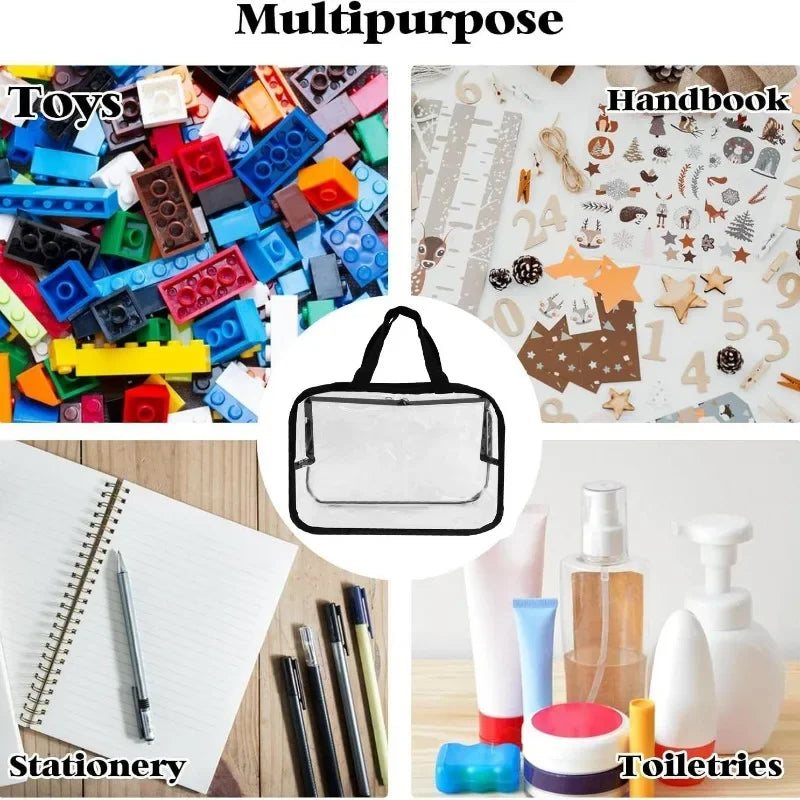 6/1X Large Toys Storage Bag Reusable Clear PVC Bags for Books Building Blocks Organizer Portable Travel Waterproof Container Bag