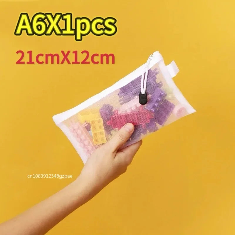 1/3/6PCS Storage Bag Mesh Zippertoy Building Block Puzzle Sub-Package Children Particle Zipper Transparent Finishing Storage